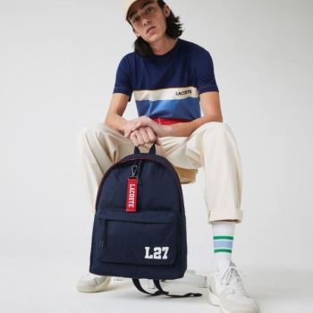 Lacoste Neocroc L27 Lettered Canvas Backpack - Batoh Pánské Tmavě Blankyt / Červené | CZ-gk7jSM